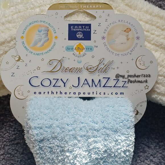 EARTH THERAPEUTICS 𝖢𝖮𝖹𝖸 𝖩𝖠𝖬Z𝖹𝗓™ with SHEA BUTTER Socks 🔵⚪ (2 Pairs) - Picture 11 of 14